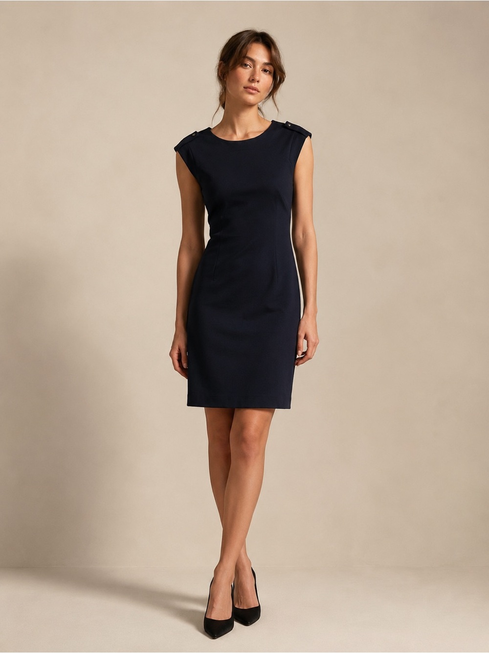Banana Republic Navy Cap-Sleeve Sheath Dress Size 10